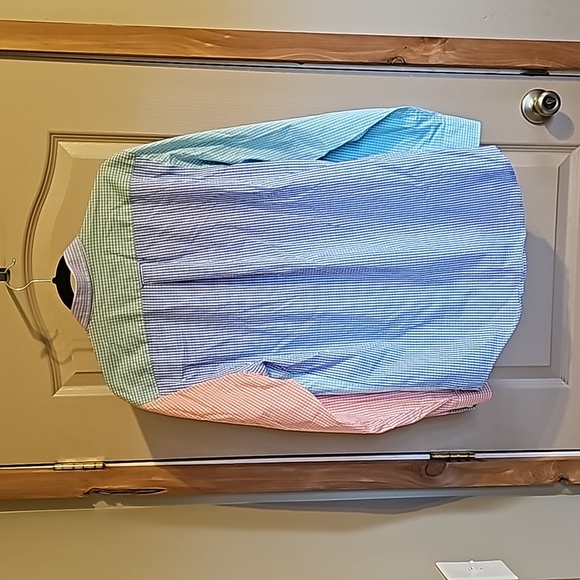 Izod multi color gingham long sleeve button up shirt size small - Picture 5 of 9